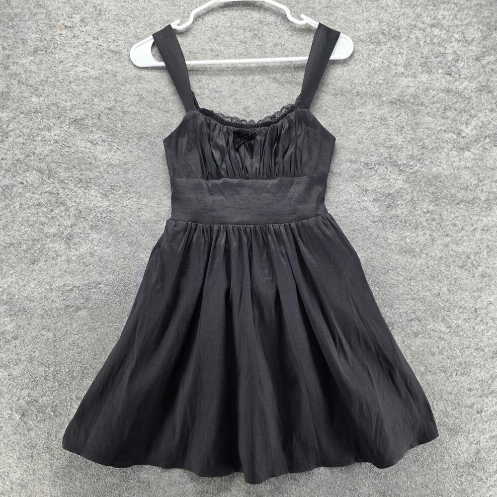 Francesca's Dress Womens XS Black Fit & Flare Short Scoop Neck Satin Bow Party